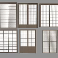 Wooden Sliding Doors in Various Styles with Grid and Glass Panel Frame Designs