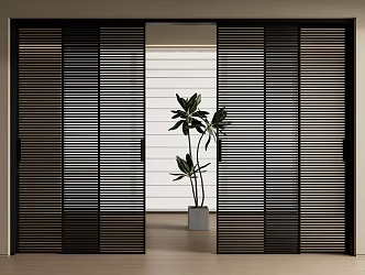 Modern Grille sliding door grille sliding door partition door cloakroom grille door 3d model