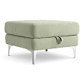 Modern Light Green Velvet Upholstered Ottoman With Metal Legs And Side Strap Design