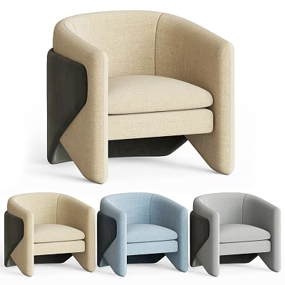 Modern Upholstered Accent Chair With Stylish Armrests And Multiple Colors Beige Light Blue Gray 3d model