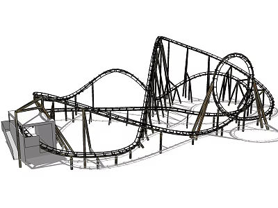 Thrilling Roller Coaster Amusement Park Ride With Twisty Tracks And High Steel Loops 3d model