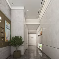 Modern Elevator Hallway Interior With Mailboxes Green Plant And Marble Walls 3d model
