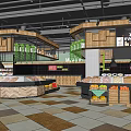 Supermarket Grocery Store Interior With Fresh Produce Display Fruit Vegetable Shelves And Bright Lighting
