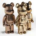 Decorative Gold Bronze Metal Bear Figurines With Textured Surfaces For Home Decor