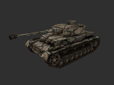 Realistic Military Camouflage Tank With Long Cannon And Heavy Tracks 3d model