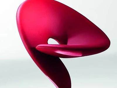 Red Leather Single Chair With Modern Sleek Design And Curved Structure 3d model