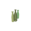 Three Green Ceramic Bottles With Glossy Finish And Elegant Design Styles 3d model
