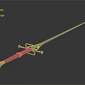 Elegant Decorative Sword With Green Handle Gold Accents And Long Slender Blade