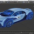 Light Blue Bugatti Sports Car With White Stripes And Number 80 Design