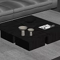 Modern Dark Wooden Coffee Table With Metal Bowl White Candle Holders And Magazine
