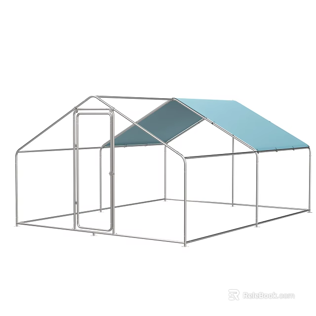 Modern Decorative Ornaments Combination With Metal Frame And Blue Canopy Design 3d model 