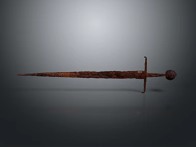 Realistic Style Rusted Dagger Rusted Dagger Ancient Weapon Iron Blade Round Hand Guard Historical Relics Ancient Weapon Metal Sword Body Retro Sword Tool 3d model