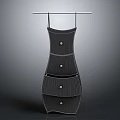 Modern Black Storage Cabinet With Top Hanging Rod And Multiple Drawers Design
