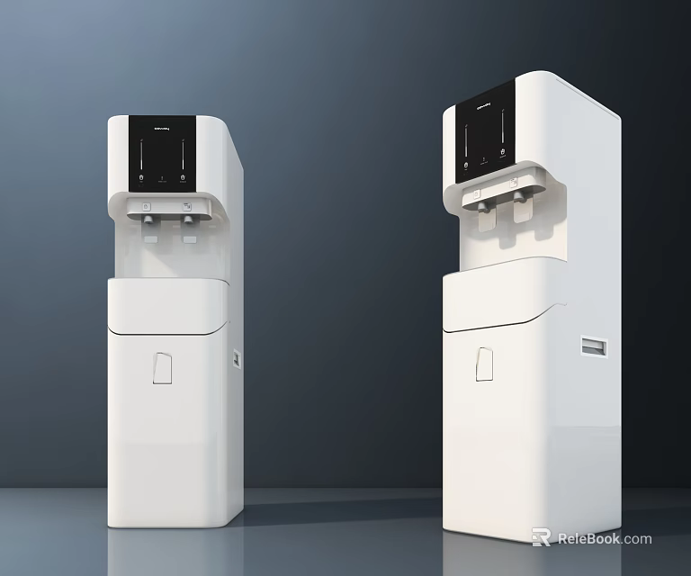 White Standing Water Dispensers With Digital Display And Water Outlets As Daily Electrical Appliances 3d model 