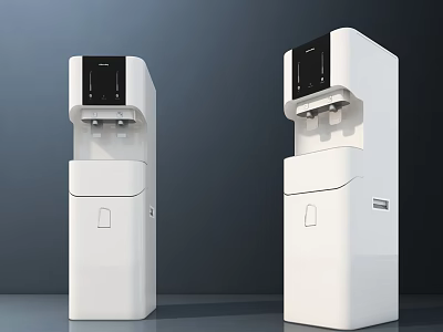 White Standing Water Dispensers With Digital Display And Water Outlets As Daily Electrical Appliances 3d model
