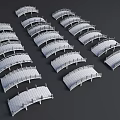 White Landscape Bridge Models with Modern Design Arranged in Multiple Rows