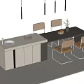 Dining table and chair combination 3d model