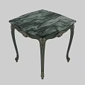 Light Green Coffee Table With Marble Top And Carved Gold Accent Legs