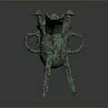 Ancient Chinese Bronze Sculpture With Three Legs And Greenish Blue Patina