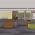 Outdoor Sofa Modular Design With Gray Yellow Modules Green Ottoman And Plants In Modern Space