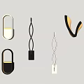 Modern Black And White Wall Lamps With Curved Linear Designs And LED Lighting