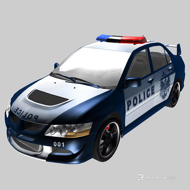 Blue And White Police Function Vehicle With Red Blue Lights And Police Logo 3d model 