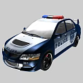 Blue And White Police Function Vehicle With Red Blue Lights And Police Logo