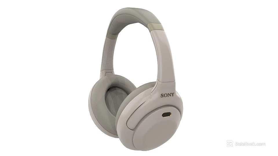 Sony Gray Over Ear Headphones With Soft Ear Cushions And Adjustable Headband Design 3d model 