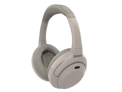 Sony Gray Over Ear Headphones With Soft Ear Cushions And Adjustable Headband Design 3d model