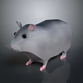 3D Model Character Of Gray Hamster With Pink Ears And Paws
