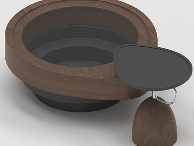Modern Walnut Wood Round Sofa Coffee Table Combination With Hidden Storage For Stylish Living Space 3d model
