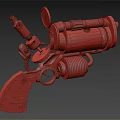 Steampunk Revolver With Mechanical Design Vintage Metal Components And Aiming Scope