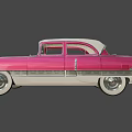 Fuchsia And White Vintage Car With Chrome Accents Classic Design Retro Body Lines