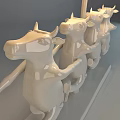 White Ceramic Cow Sculptures in Dancing Pose as Table Lamp Base Decoration