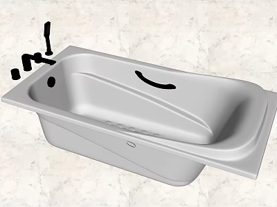 Modern White Bathtub With Sleek Ergonomic Design And Faucet On Marble Surface 3d model