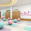 Fitness Studio With Neatly Arranged Yoga Balls On Colorful Yoga Mats