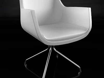 Modern White Leather Office Chair With Sleek Backrest And Metal Swivel Base 3d model