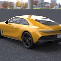 Shiny Gold Sports Car With FGT Badge On Front