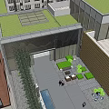 Modern High Rise Residential Complex With Commercial Building Greenery And Entrance Area