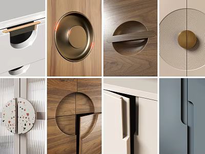Modern Cabinet Handles Featuring Various Wood Metal Designs For Furniture Doors 3d model