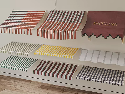 Colorful Striped Awnings with Various Patterns Including Angelina Design 3d model