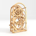 Wooden Mechanical Gear Model With Intricate Carved Design And Rotating Parts