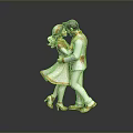 Romantic Couple Statue Embracing And Kissing In Decorated Traditional Outfits