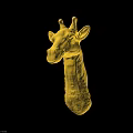 Yellow Giraffe Head Sculpture Decorative Art Piece On Black Background