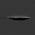 Cartoon Scene Of Transparent Triangular Mesh Hemisphere With Shiny Reflective Surface On White Background