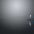 Metallic Fencing Sword With Slender Blade And Blue Handle On Reflective Surface