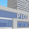 Modern High Rise Office Building With Glass Facade And Gray Exterior