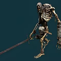 Game Movie Skeleton Character With Long Hair Holding Long Sword And Wrist Guard