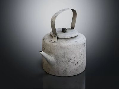 Vintage Metal Kettle As Classic Household Appliance With Retro Design And Curved Handle 3d model