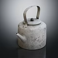 Vintage Metal Kettle As Classic Household Appliance With Retro Design And Curved Handle
